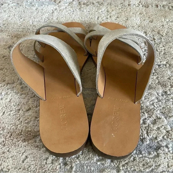 J. Crew Metallic Shimmer Gold Bali Glitter Leather Sandals Slides Flip Flops: 9 - Picture 5 of 9